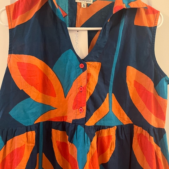 NWT MODAPOSA Cadenza Dress in Moroccan Picturesque Small 100% Cotton Sundress - Picture 3 of 12